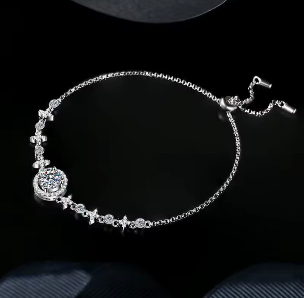 925 sterling silver round cut Moissanite bracelet