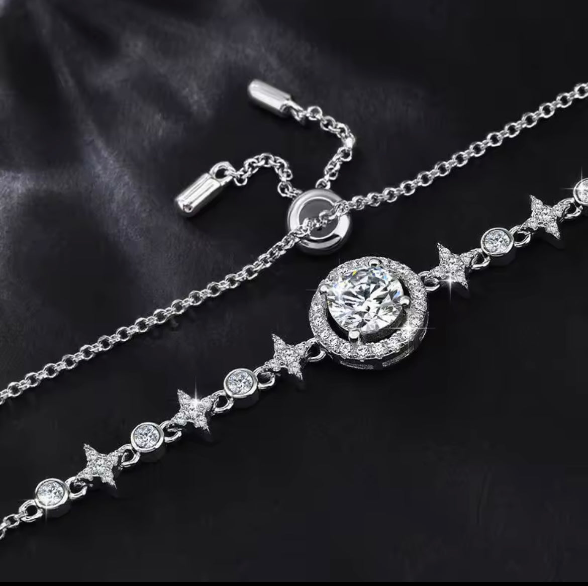 925 sterling silver round cut Moissanite bracelet