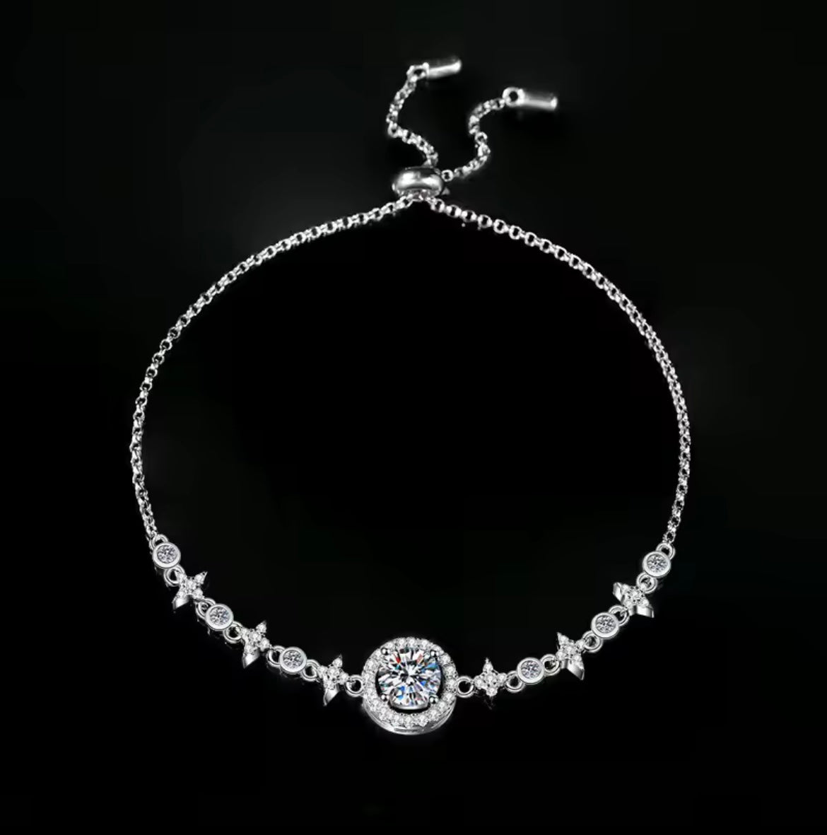 925 sterling silver round cut Moissanite bracelet
