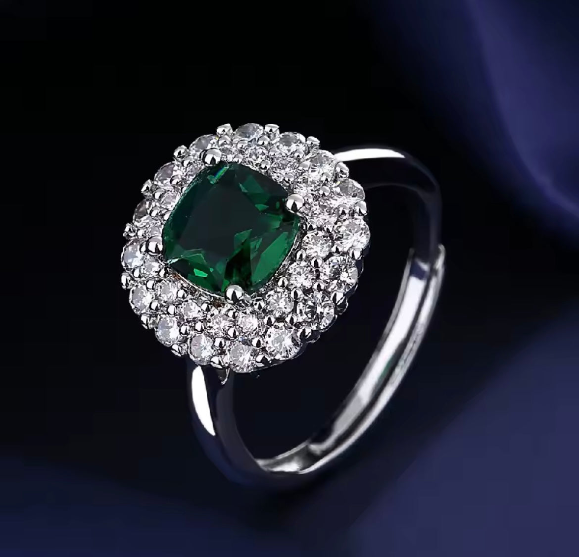 925 Sterling Silver Green Emerald Jewellery Set