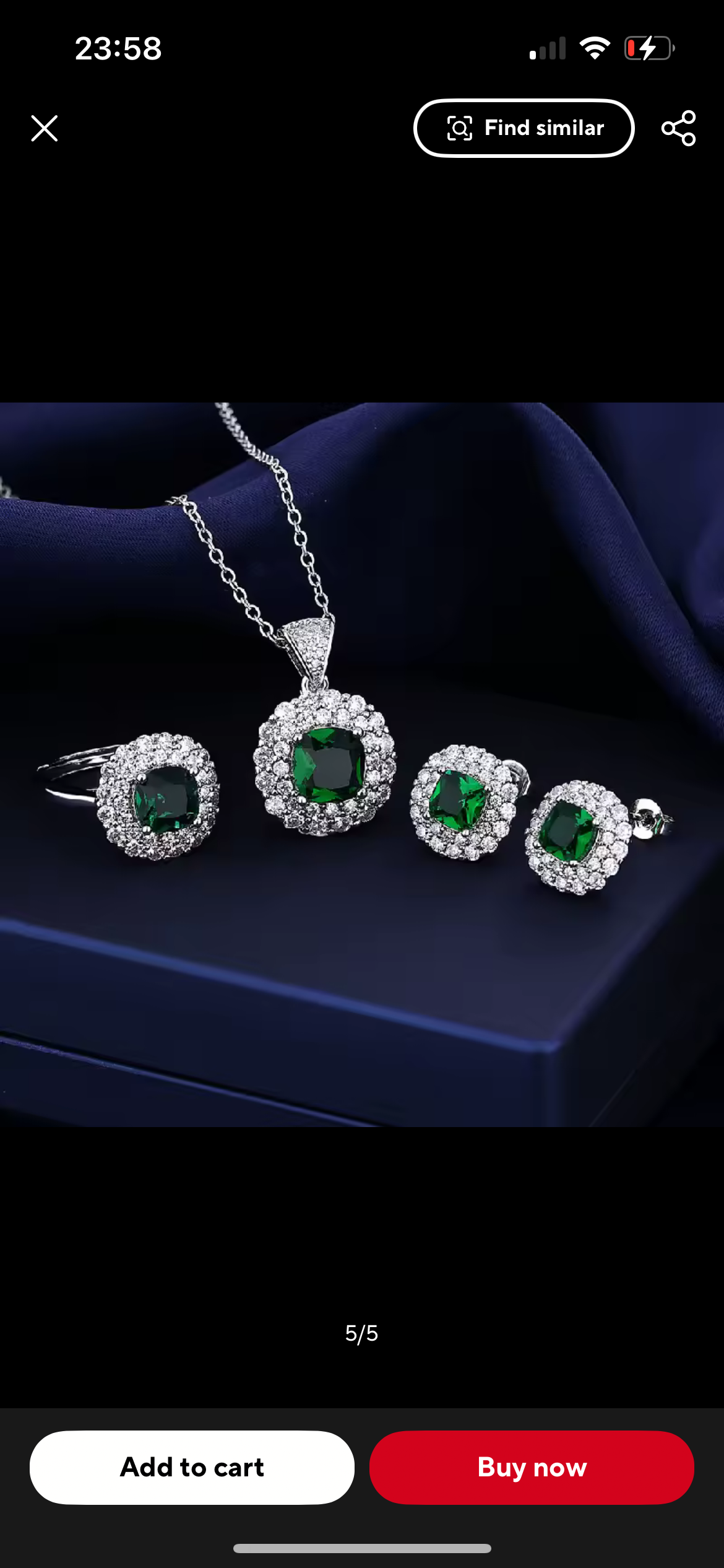 925 Sterling Silver Green Emerald Jewellery Set