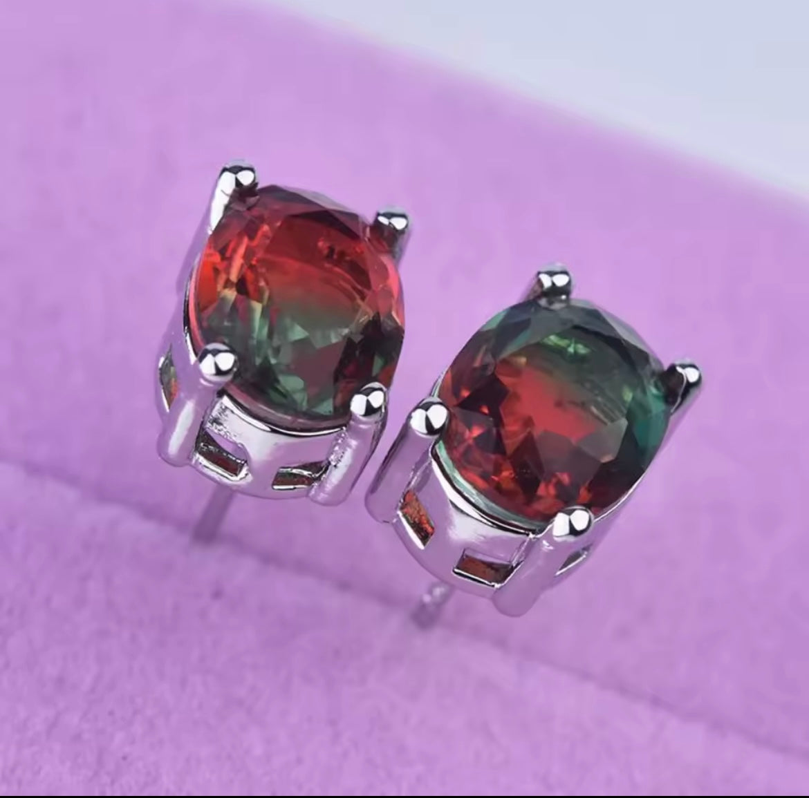 925 Sterling Silver Colorful Gemstone Earrings