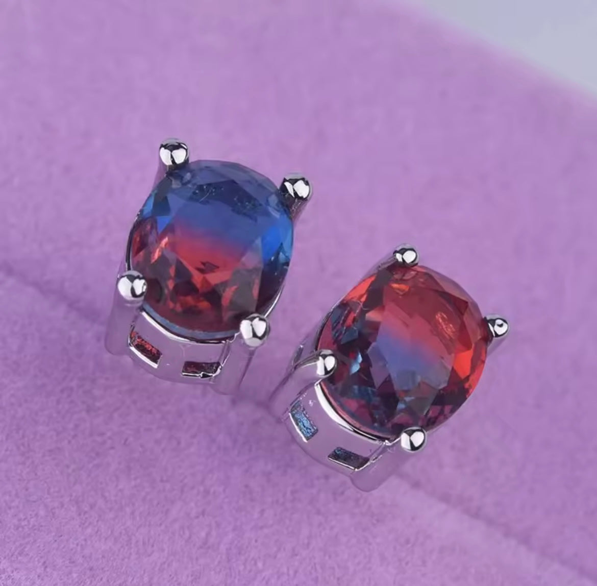 925 Sterling Silver Colorful Gemstone Earrings