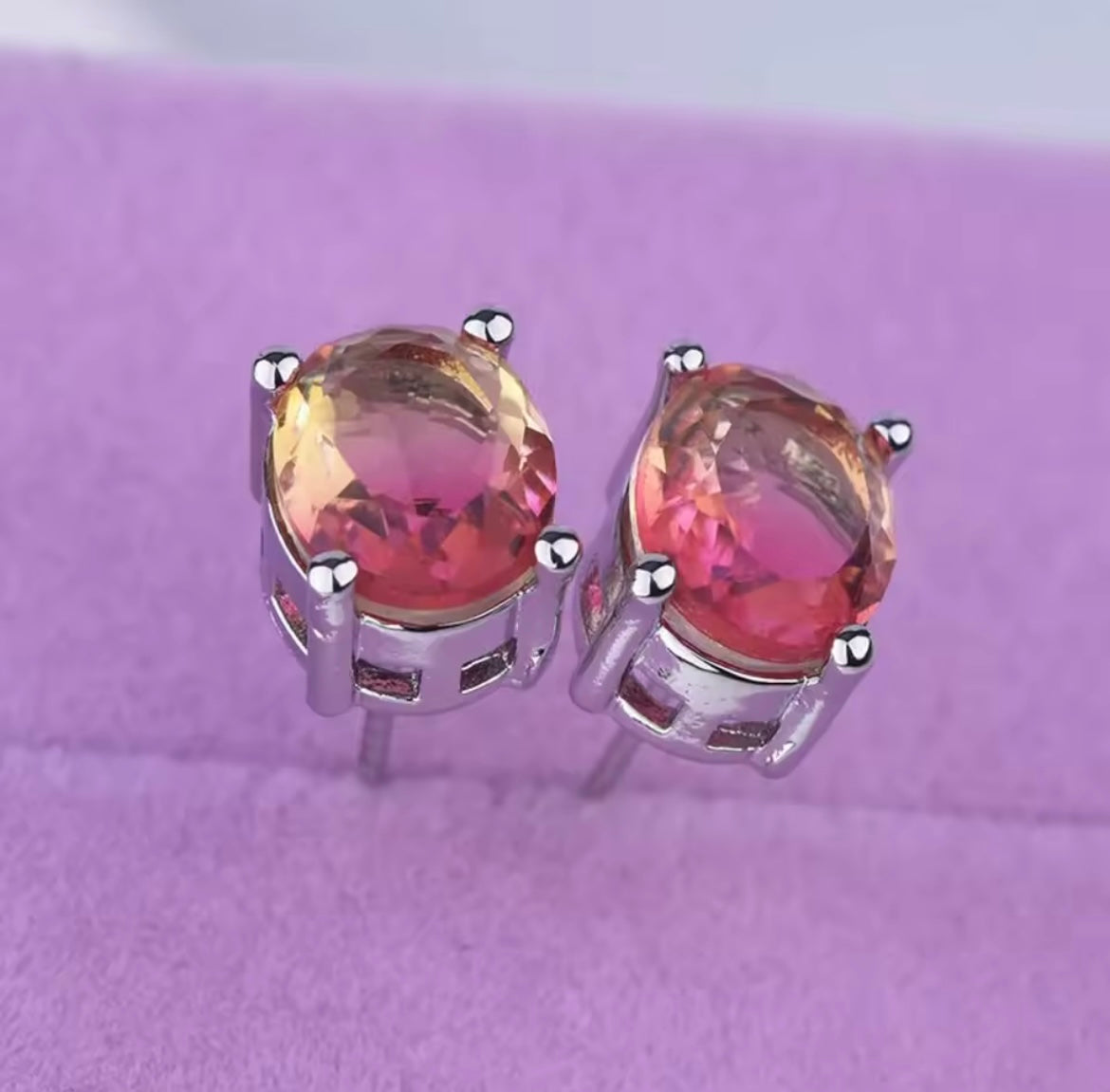 925 Sterling Silver Colorful Gemstone Earrings