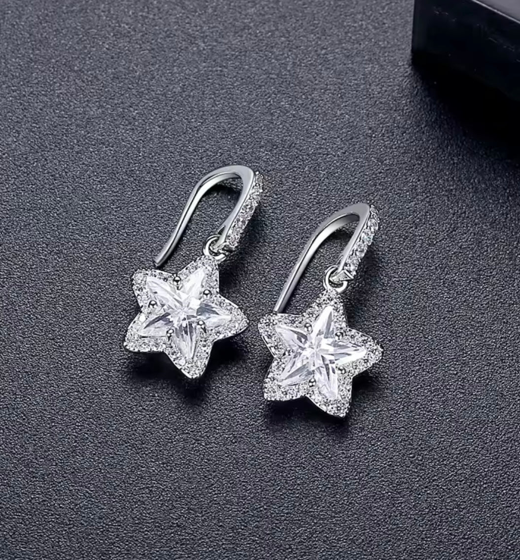 925 Sterling silver star drop earrings