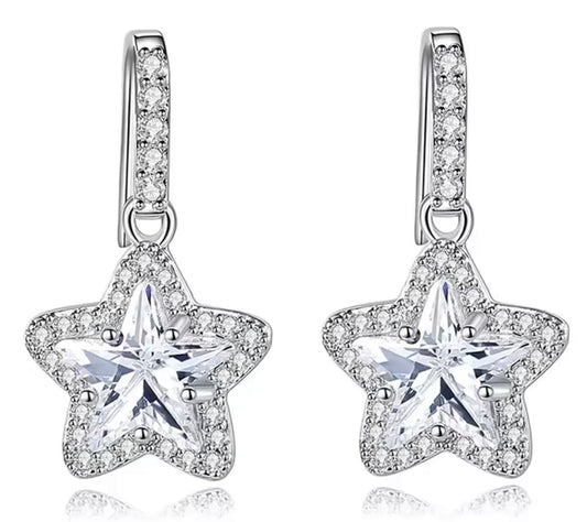 925 Sterling silver star drop earrings