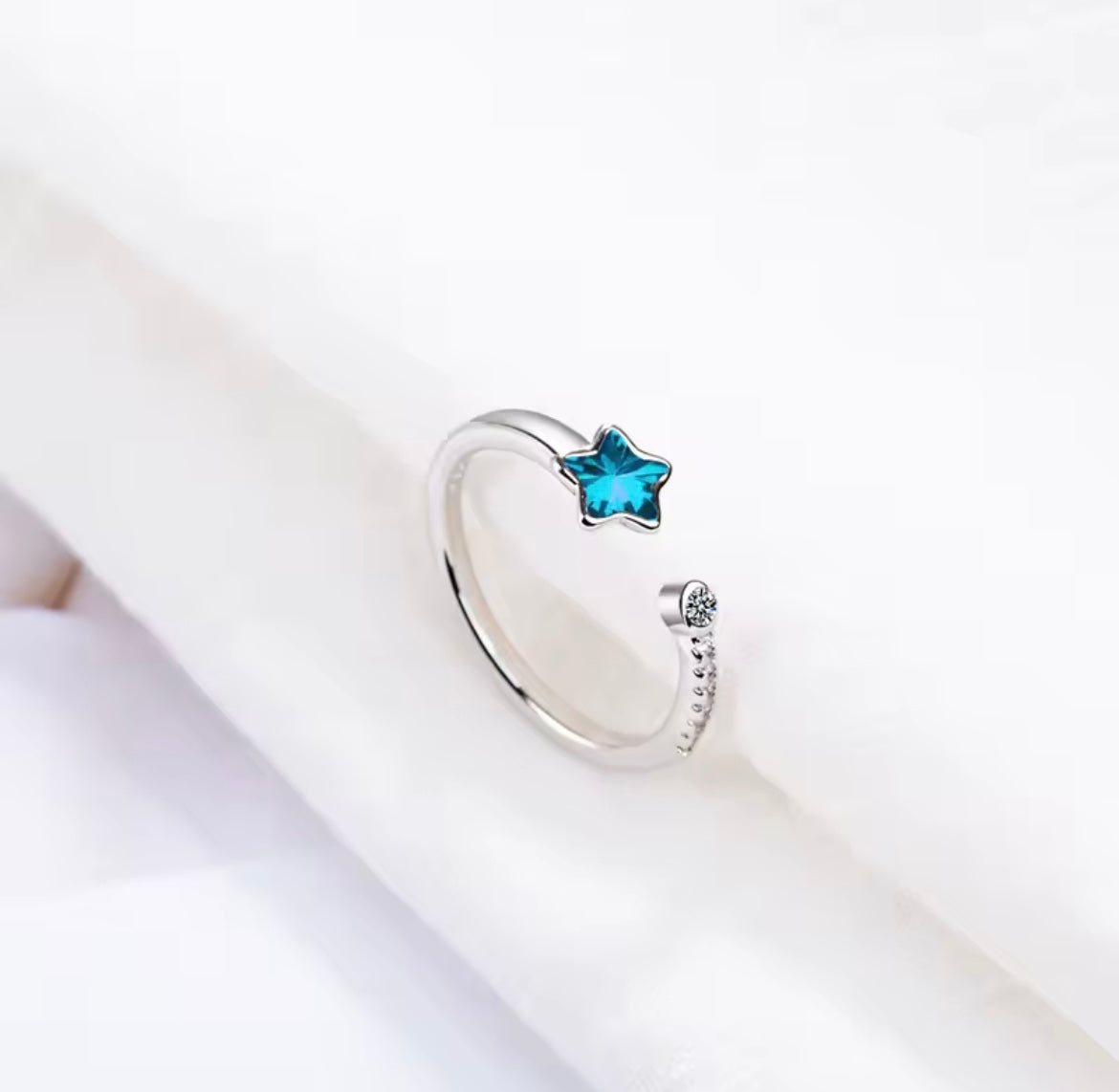 925 Sterling silver blue star ring