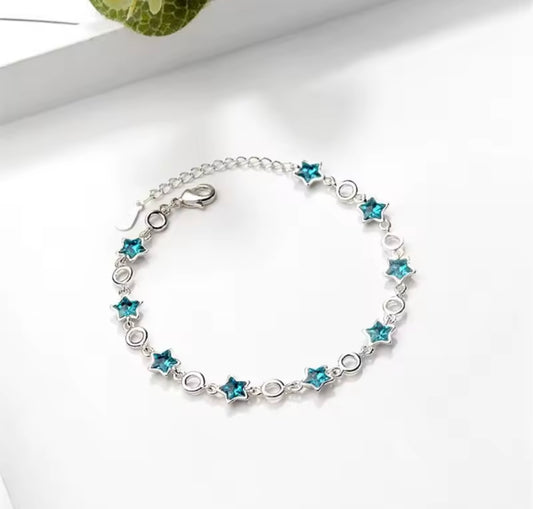 925 Sterling silver blue star bracelet