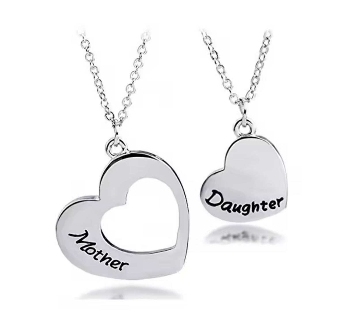 2PCS Mother & Daughter Heart Necklace Set