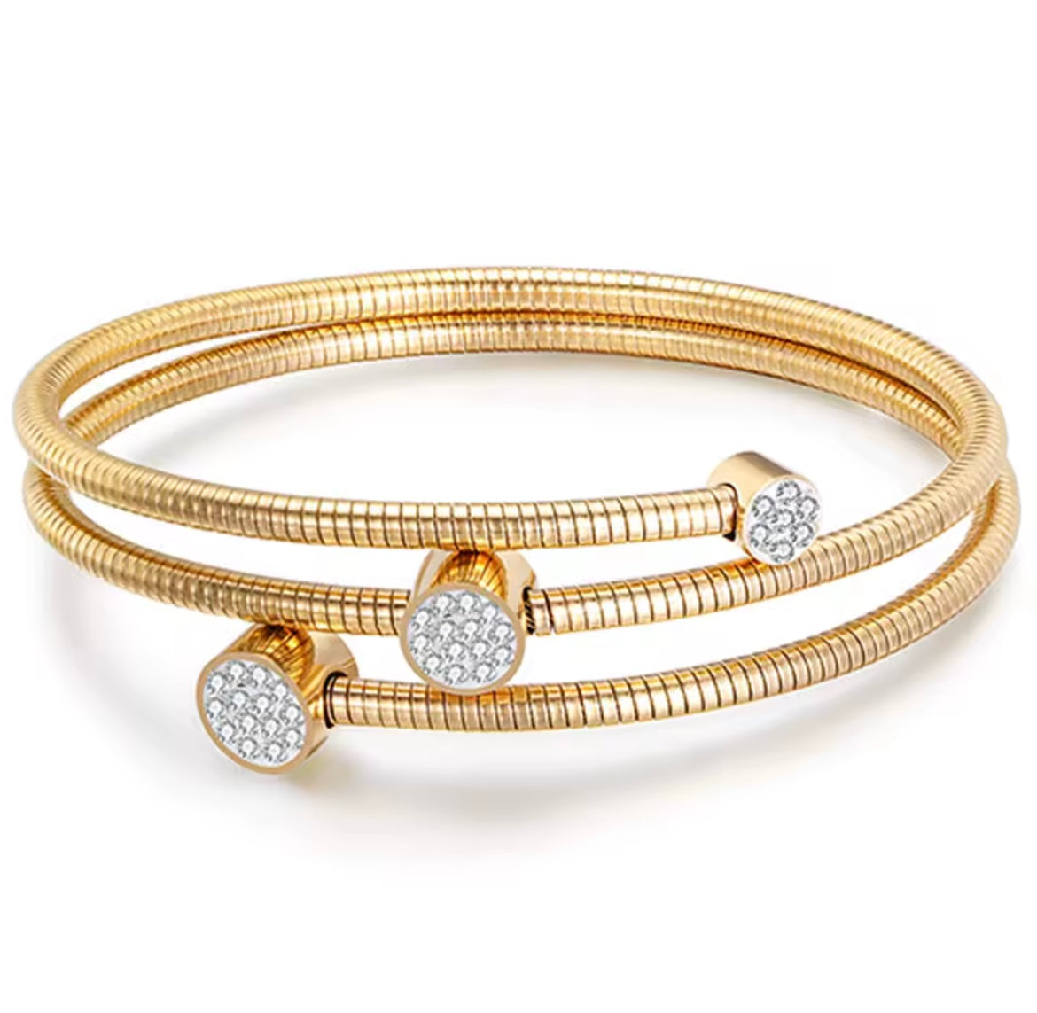 Stainless Steel Crystal Cable Wire Bangle Bracelet