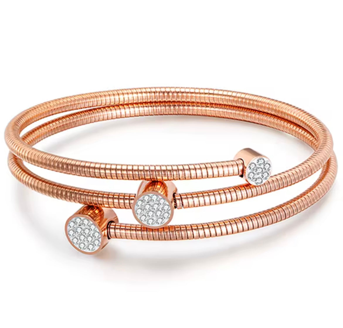 Stainless Steel Crystal Cable Wire Bangle Bracelet