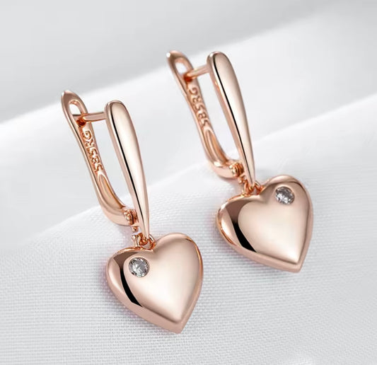 Rose gold heart earrings