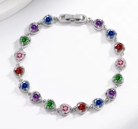 925 Sterling silver colourful bracelet