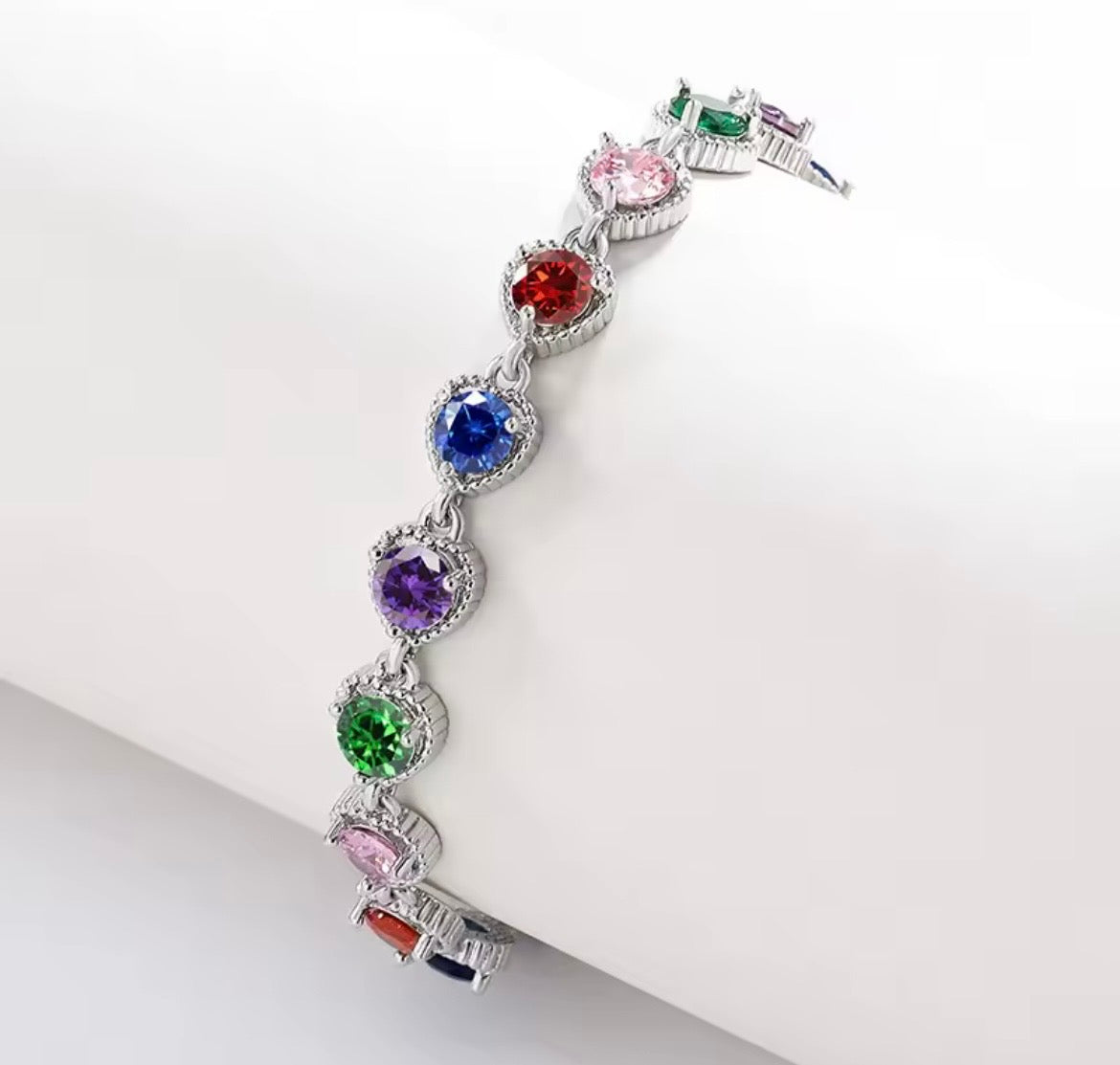 925 Sterling silver colourful bracelet