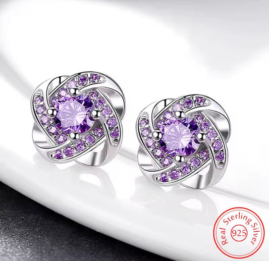 925 Sterling Silver Jewelry Fashion Cross Circle High-qaulity Crystal Zircon Stud