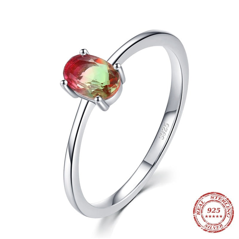 925 Sterling Silver  Watermelon Tourmaline ring