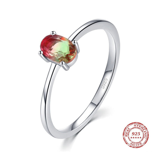 925 Sterling Silver  Watermelon Tourmaline ring