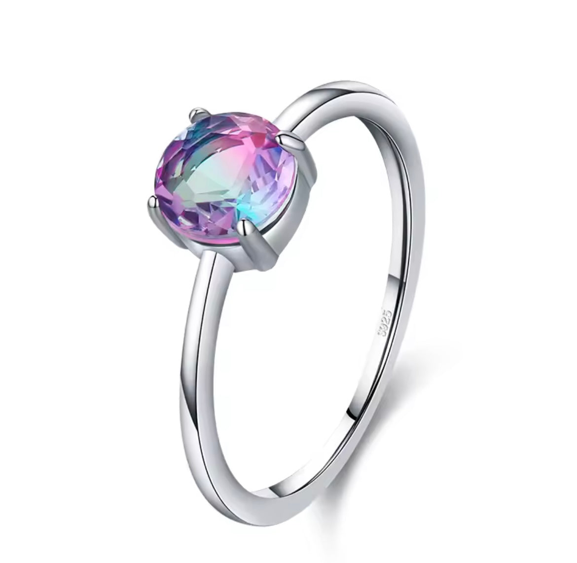 925 Sterling Silver Rainbow Colour Tourmaline ring
