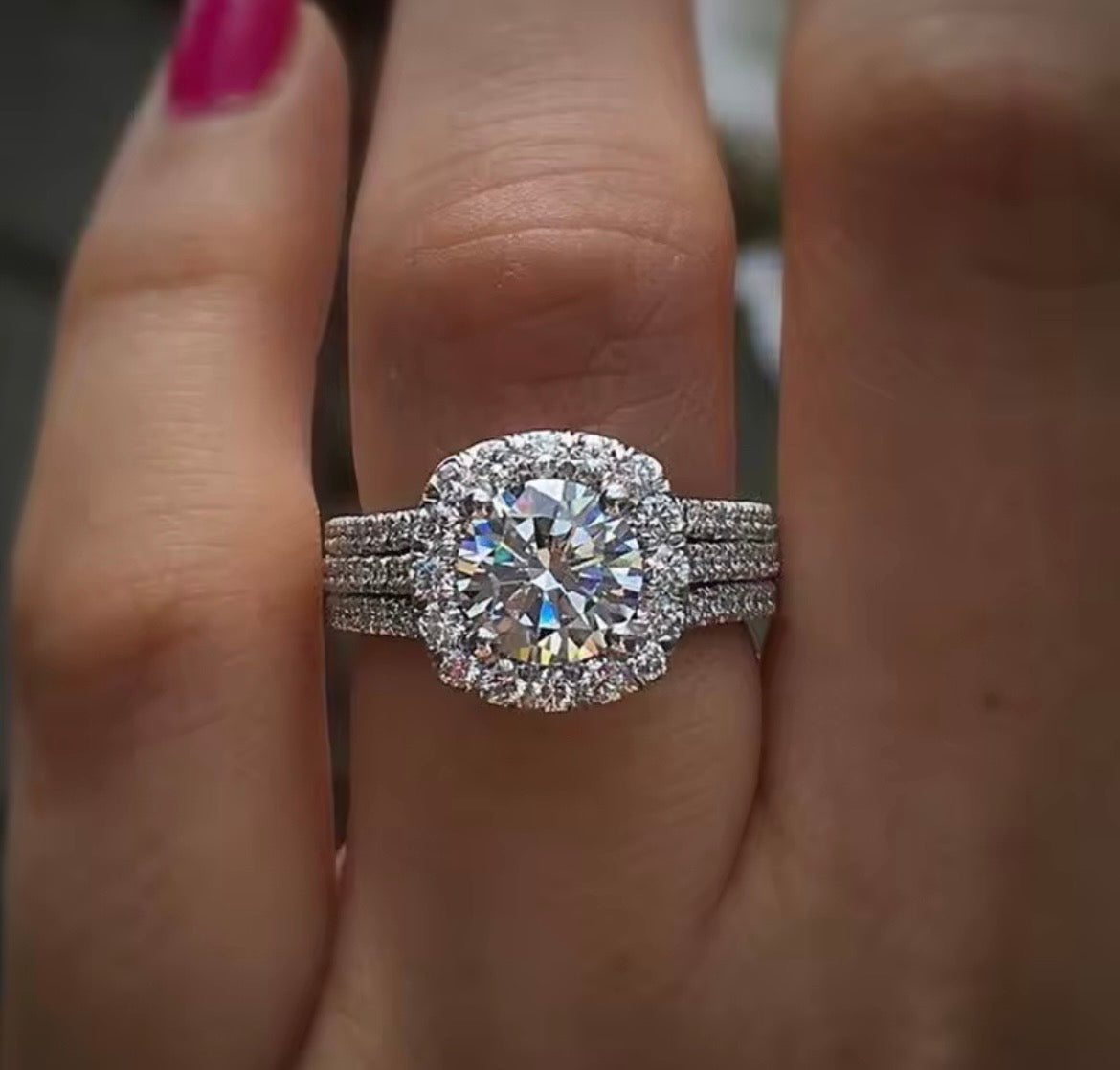 925 Sterling silver square Moissanite ring