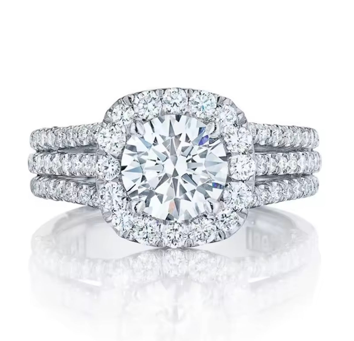 925 Sterling silver square Moissanite ring