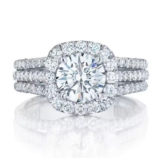 925 Sterling silver square Moissanite ring
