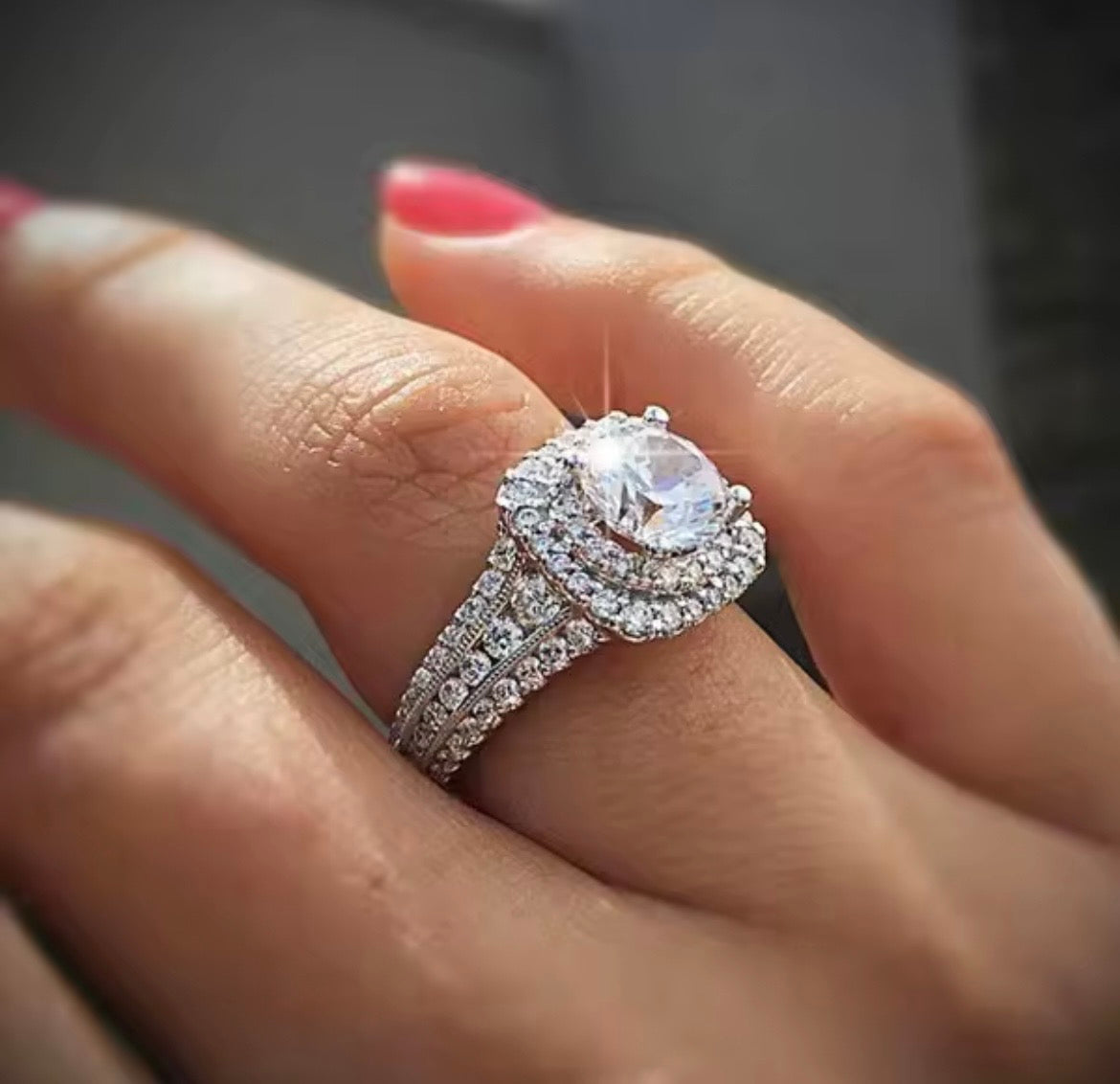 925 Sterling silver square Moissanite ring