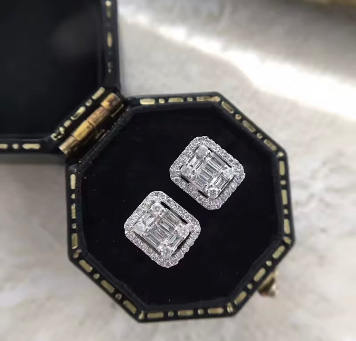 925 Sterling silver square Cubic Zirconia earrings