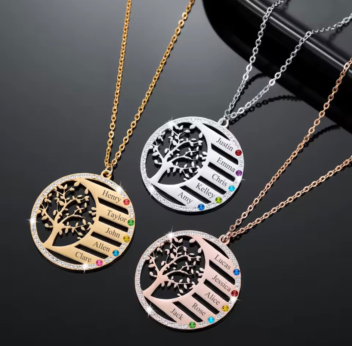 Stainless Steel Personalised Family Tree Necklace