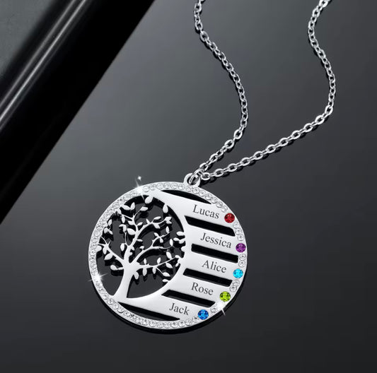 Stainless Steel Personalised Family Tree Necklace