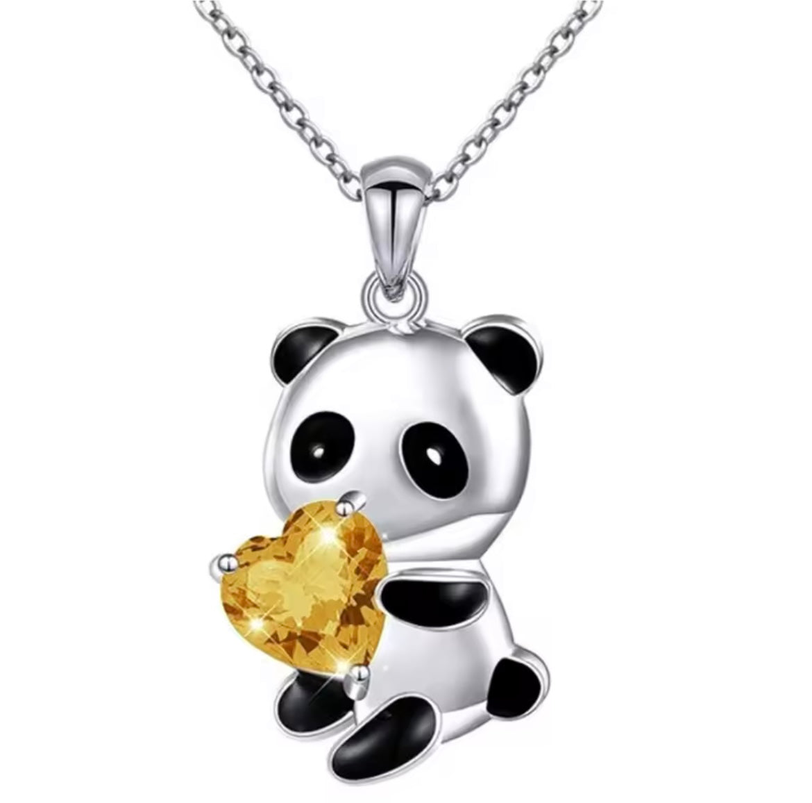 925 Sterling silver heart panda necklace