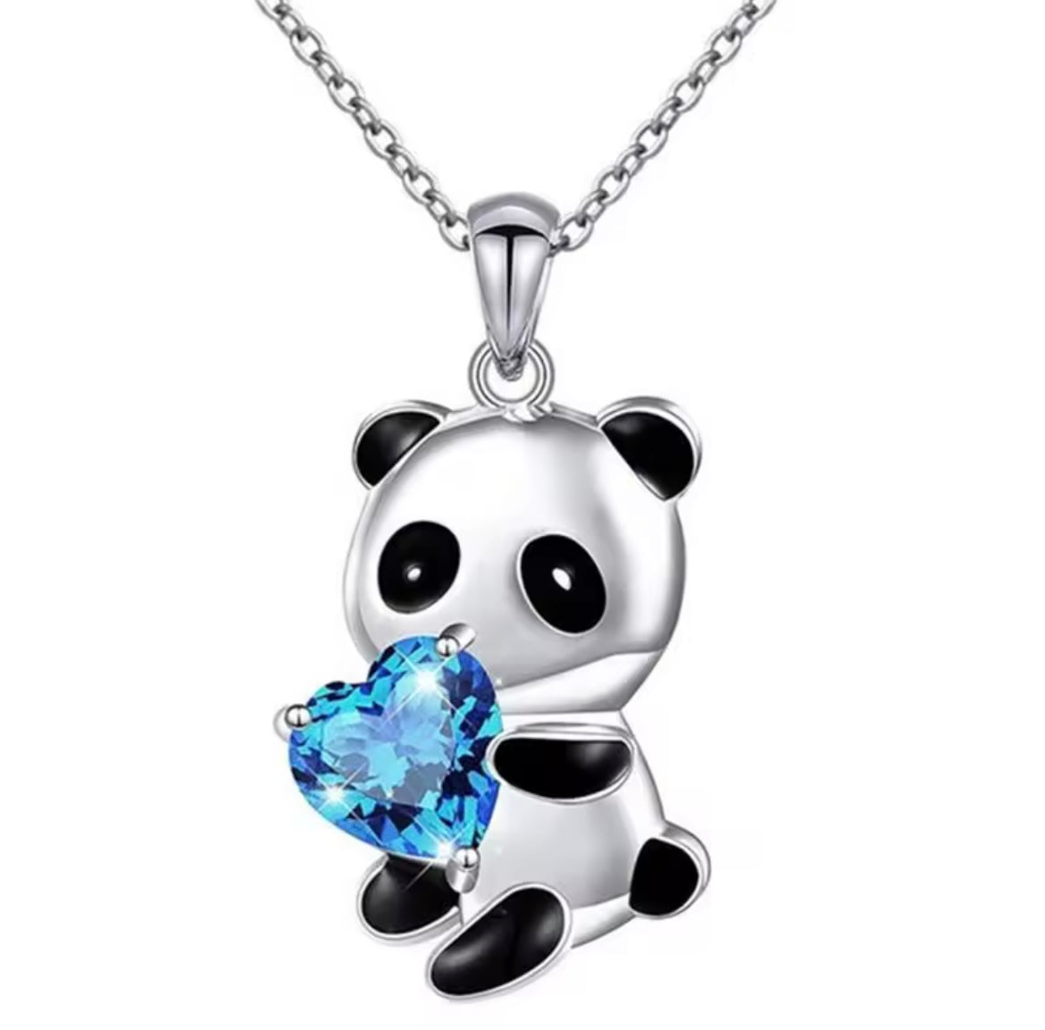 925 Sterling silver heart panda necklace
