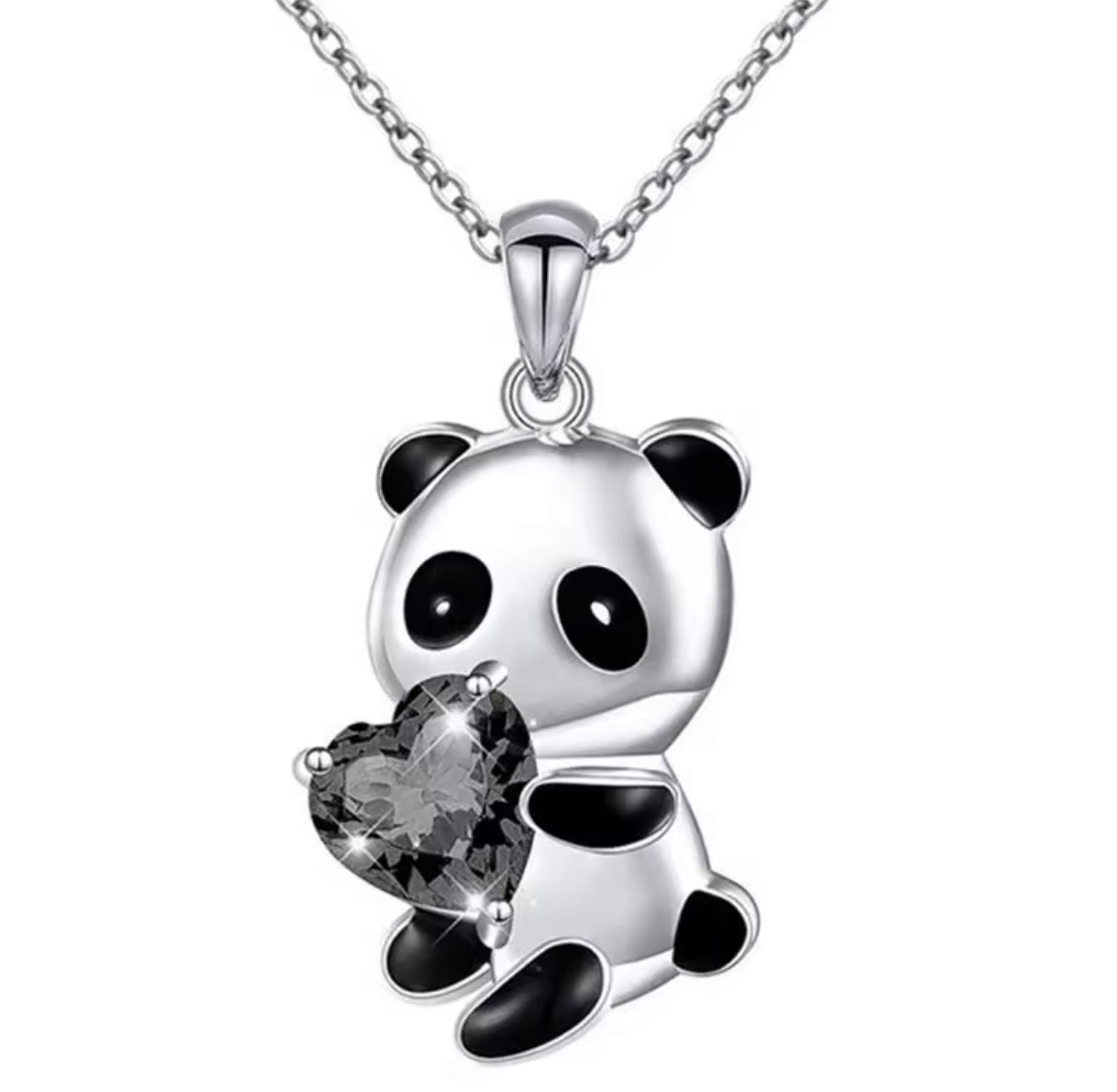 925 Sterling silver heart panda necklace