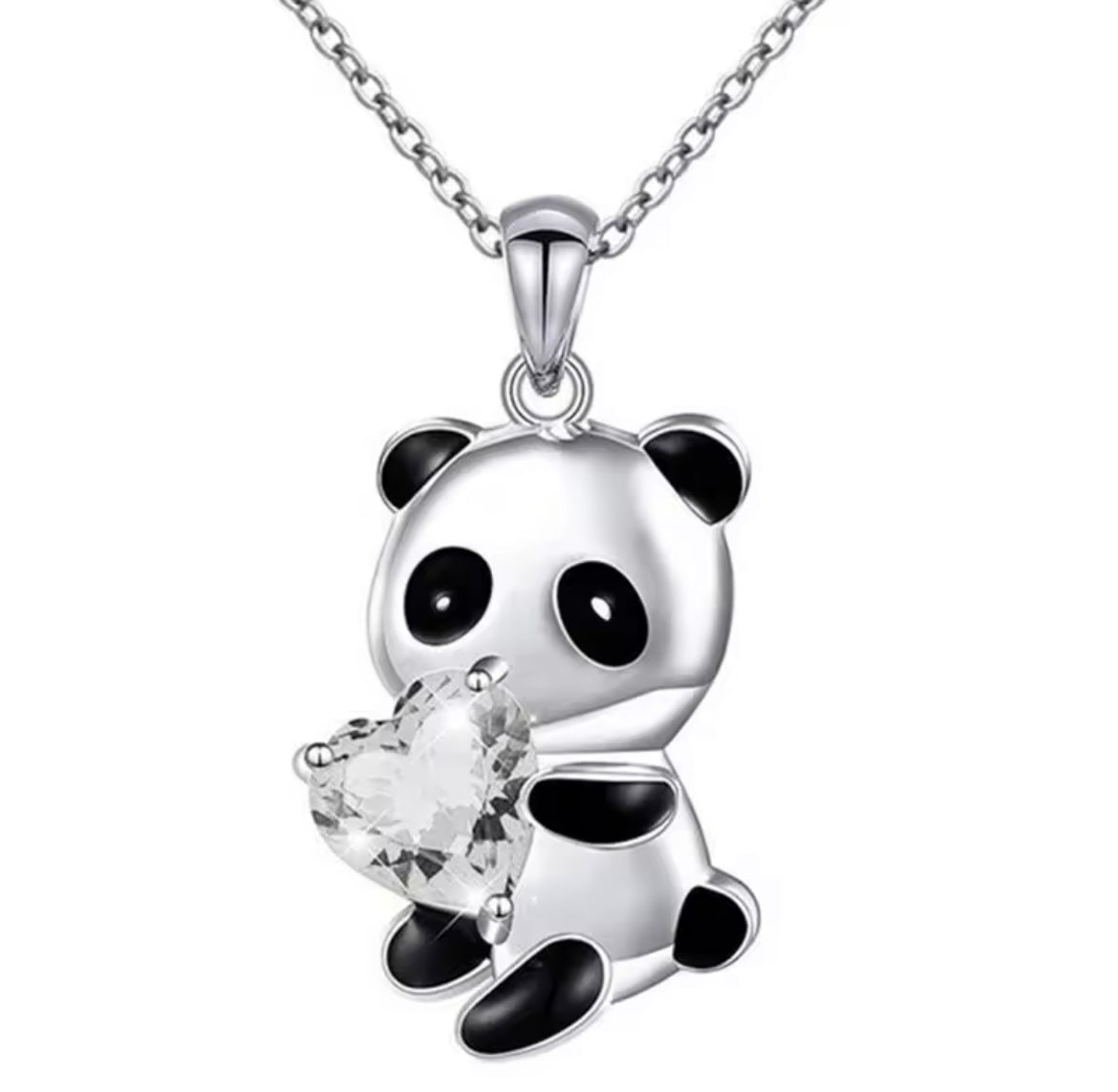 925 Sterling silver heart panda necklace
