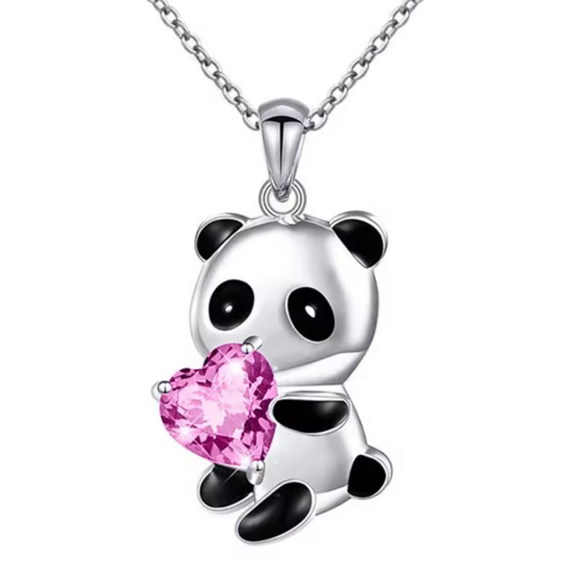 925 Sterling silver heart panda necklace