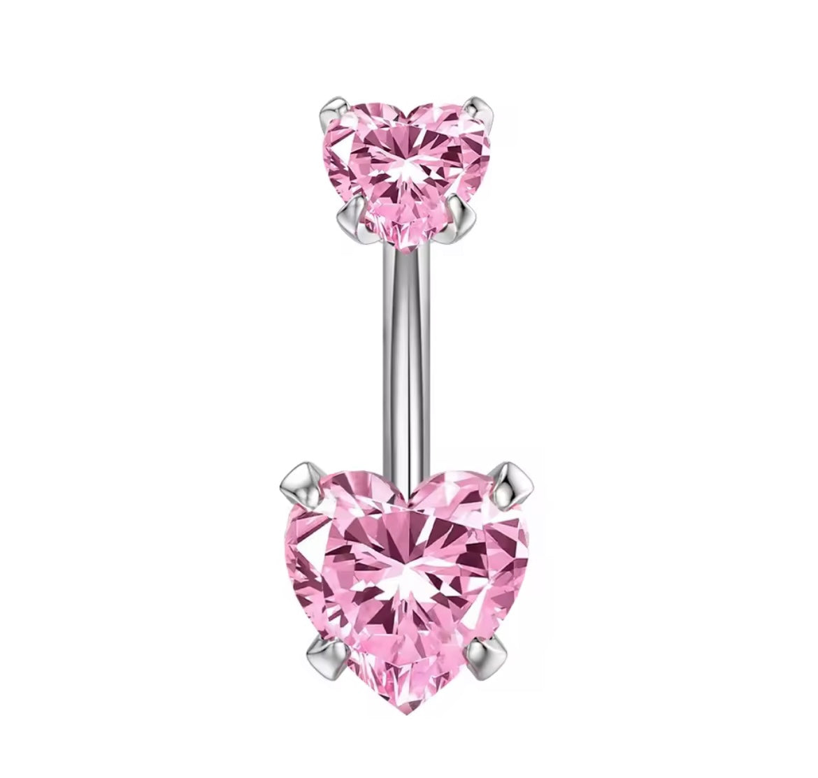 Shiny Crystal Pink heart belly bar
