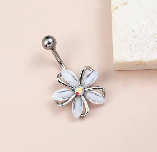 Crystal flower belly bar