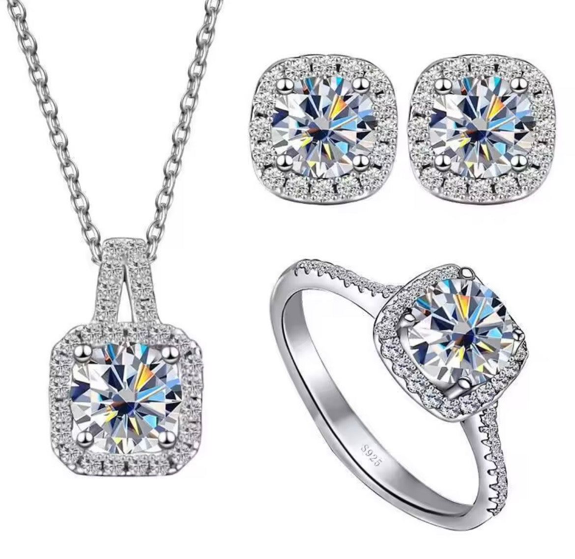 925 Sterling silver 1 Carat Moissanite jewellery set