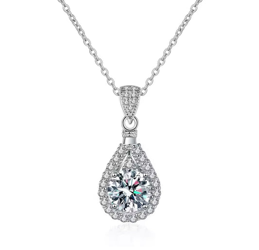 1CT Moissanite Tear drop necklace