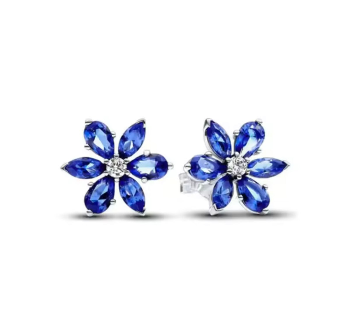 925 Sterling Silver Blue Flower Jewellery Set