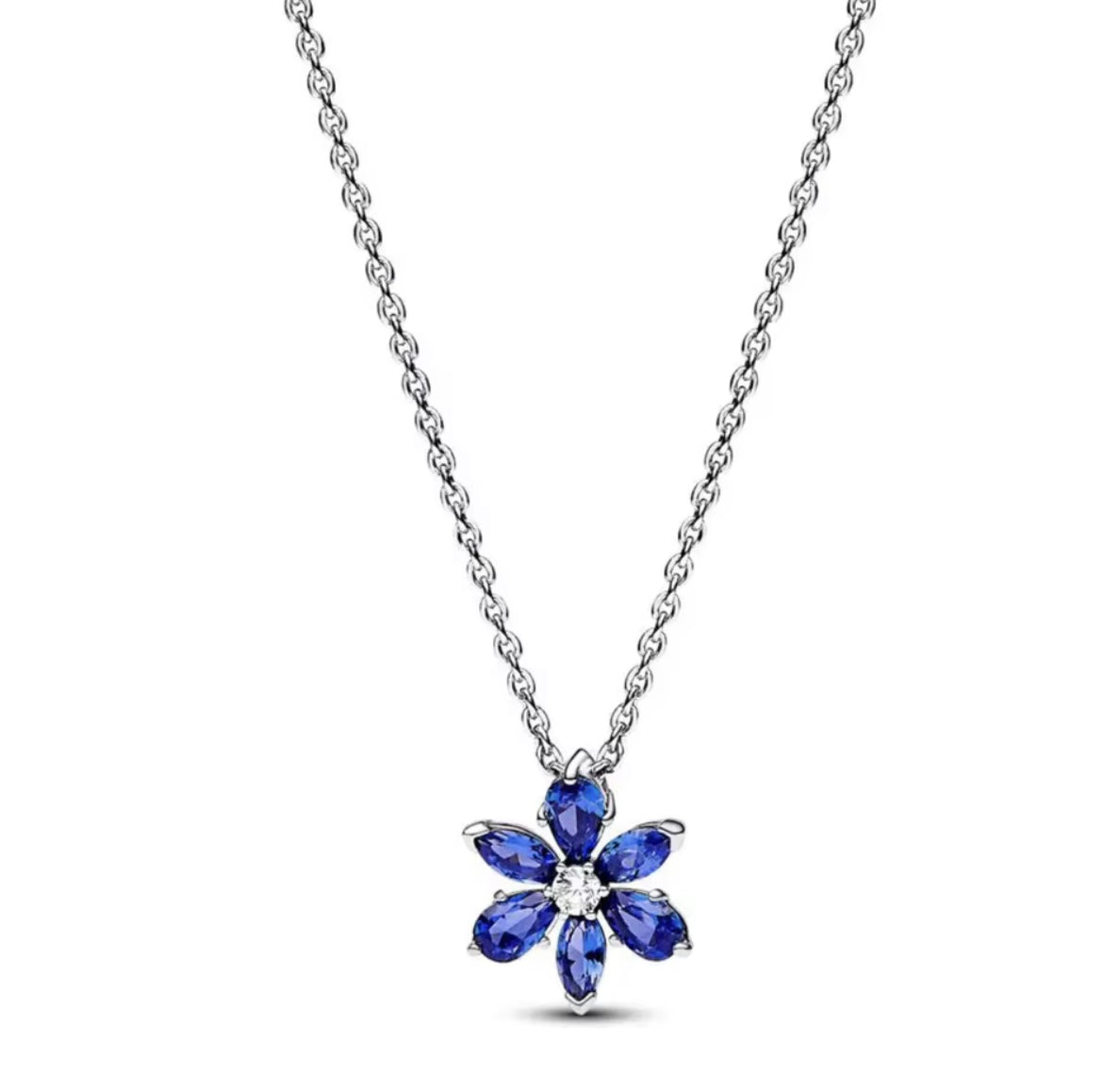 925 Sterling Silver Blue Flower Jewellery Set