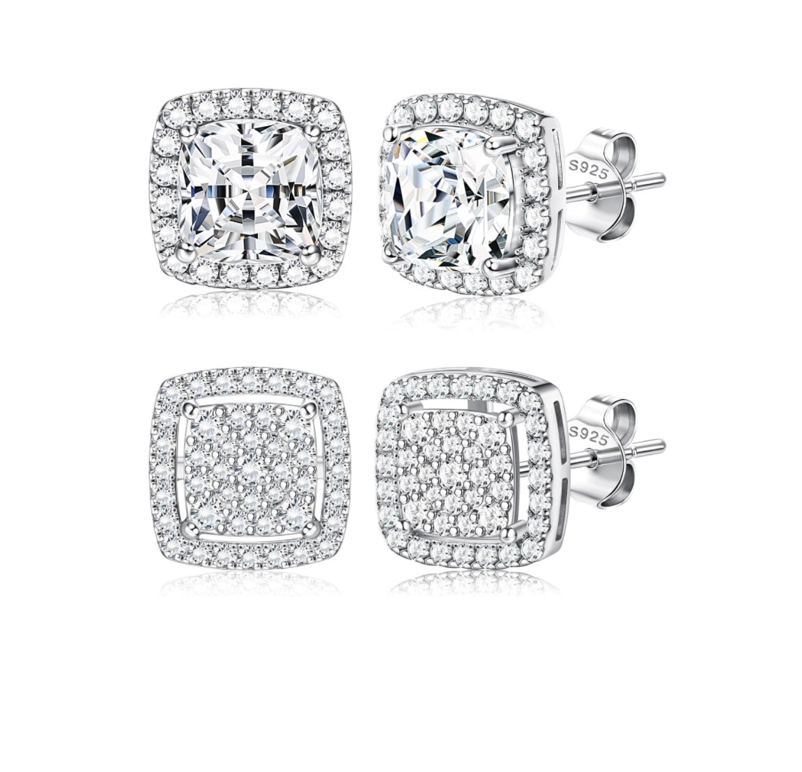 925 Sterling Silver Square Stud Earrings