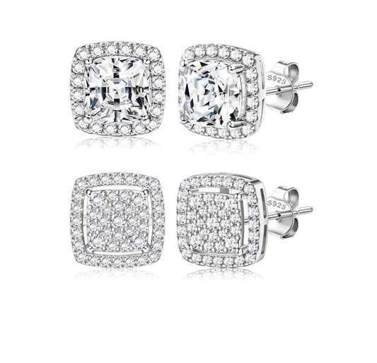 925 Sterling Silver Square Stud Earrings