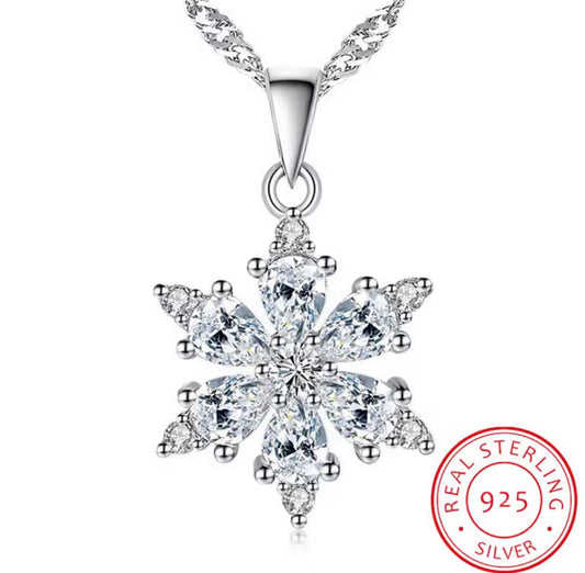 925 Sterling silver snowflake necklace