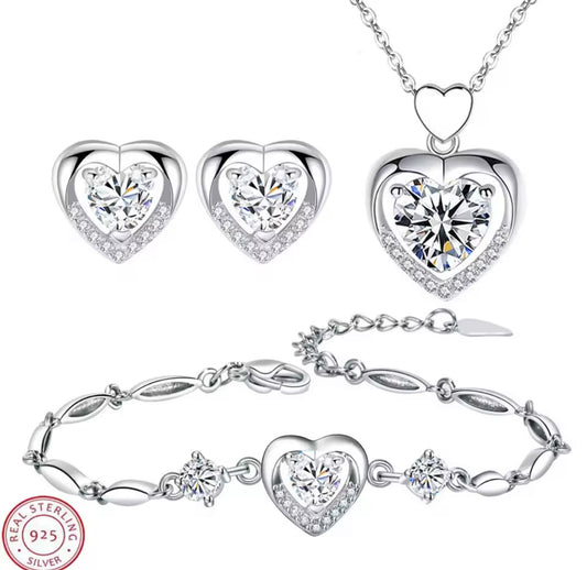 925 Sterling Silver Heart set