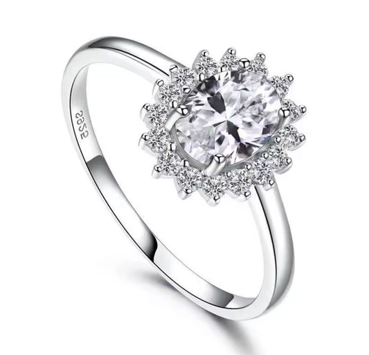925 Sterling silver Princess Diana gemstone rings
