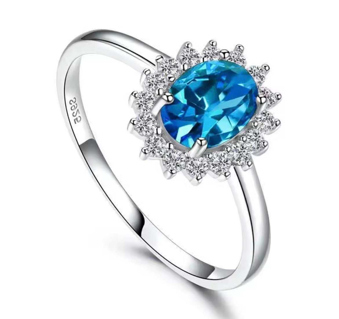 925 Sterling silver Princess Diana gemstone rings