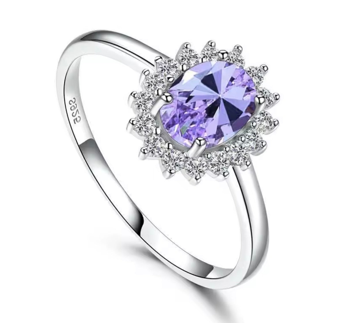 925 Sterling silver Princess Diana gemstone rings