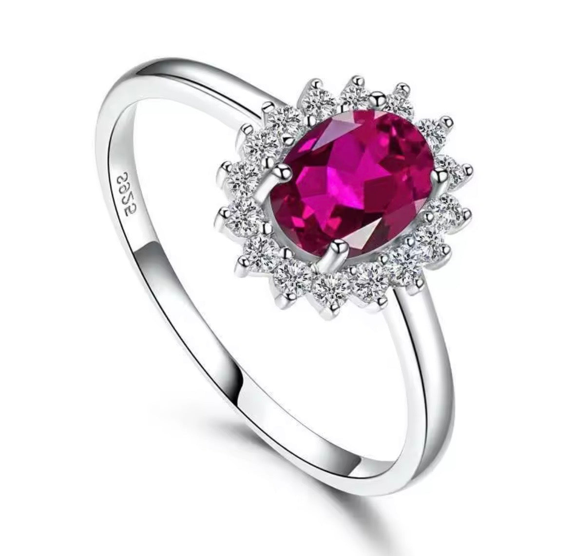 925 Sterling silver Princess Diana gemstone rings