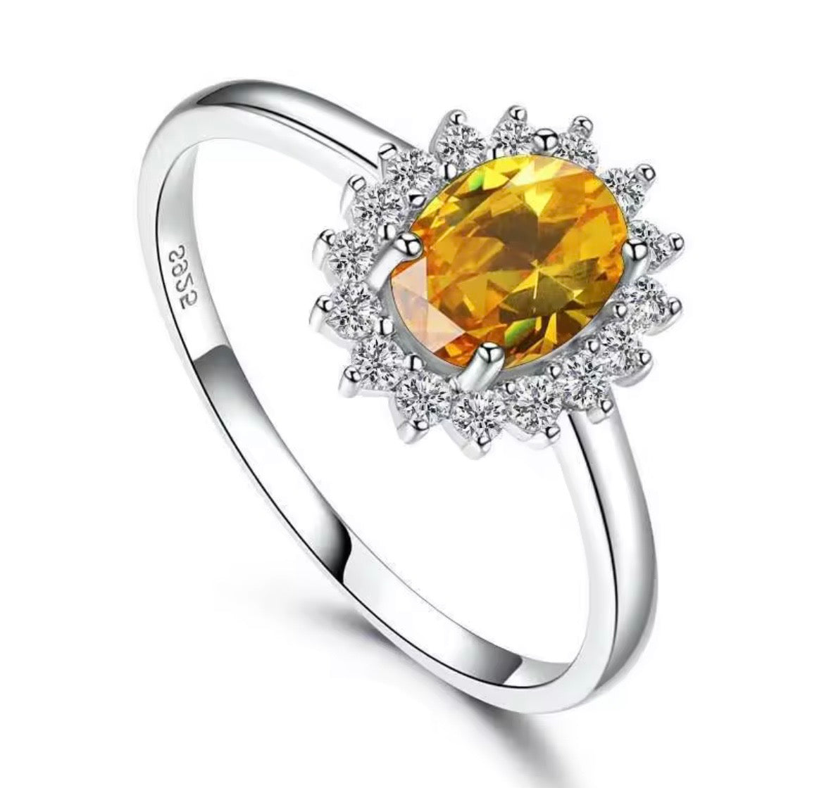 925 Sterling silver Princess Diana gemstone rings