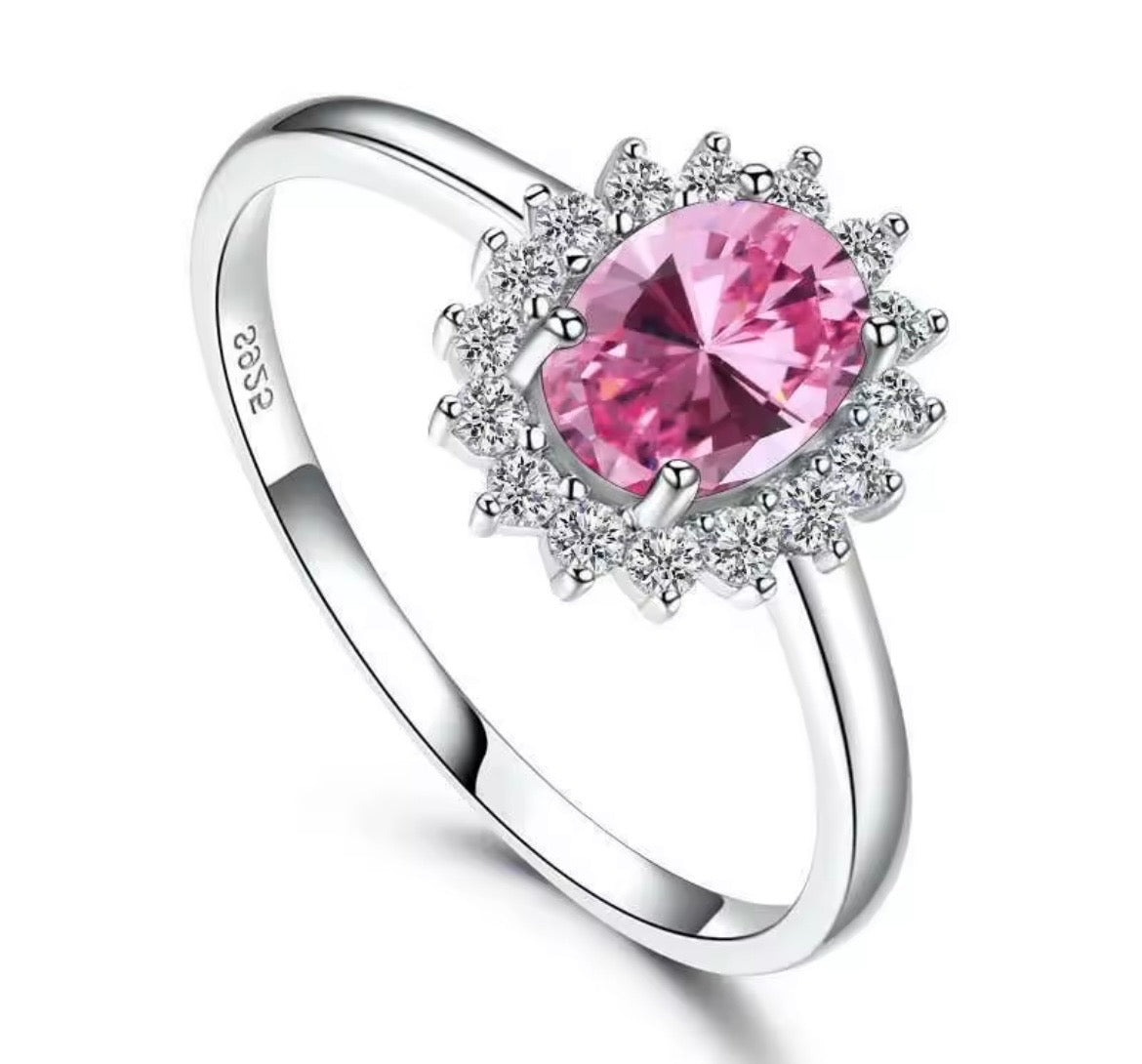 925 Sterling silver Princess Diana gemstone rings